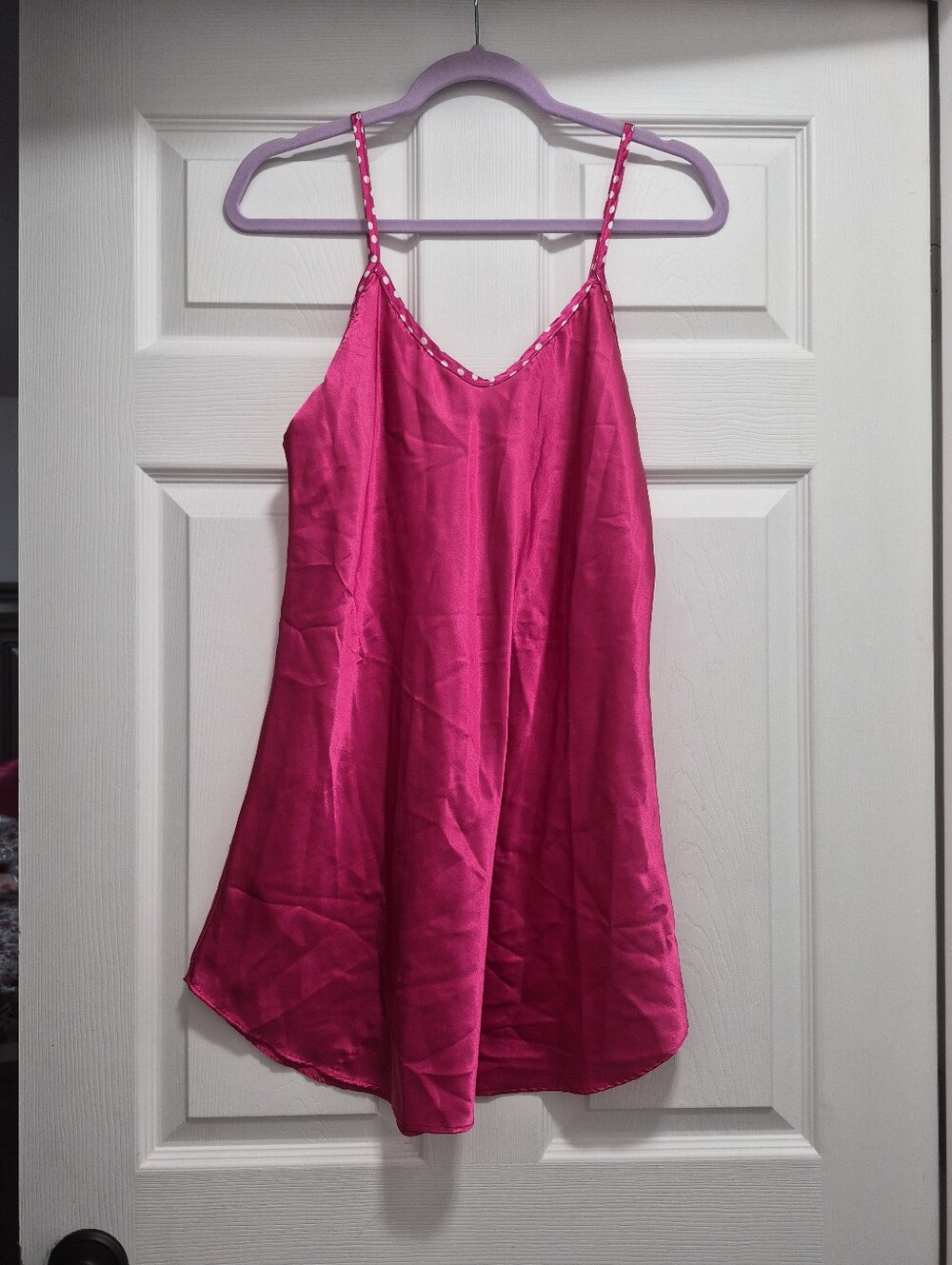 Adonna Hot Pink Satin Cami with Spaghetti Straps